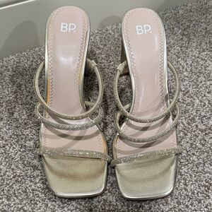 BP Elegant Gold Strappy Heels